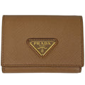 Prada Brown Saffiano Triangle Leather Wallet (Tri-Fold) (Pre-Owned)
