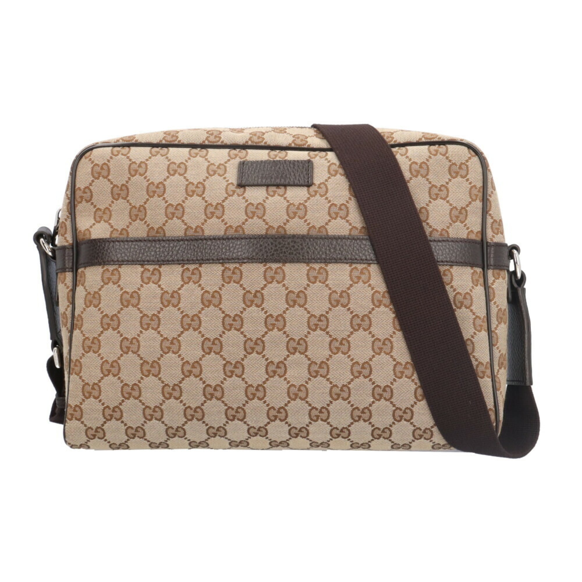 Gucci Gg Canvas Beige Brown Gg Canvas Shoulder Bag (Pre-Owned)