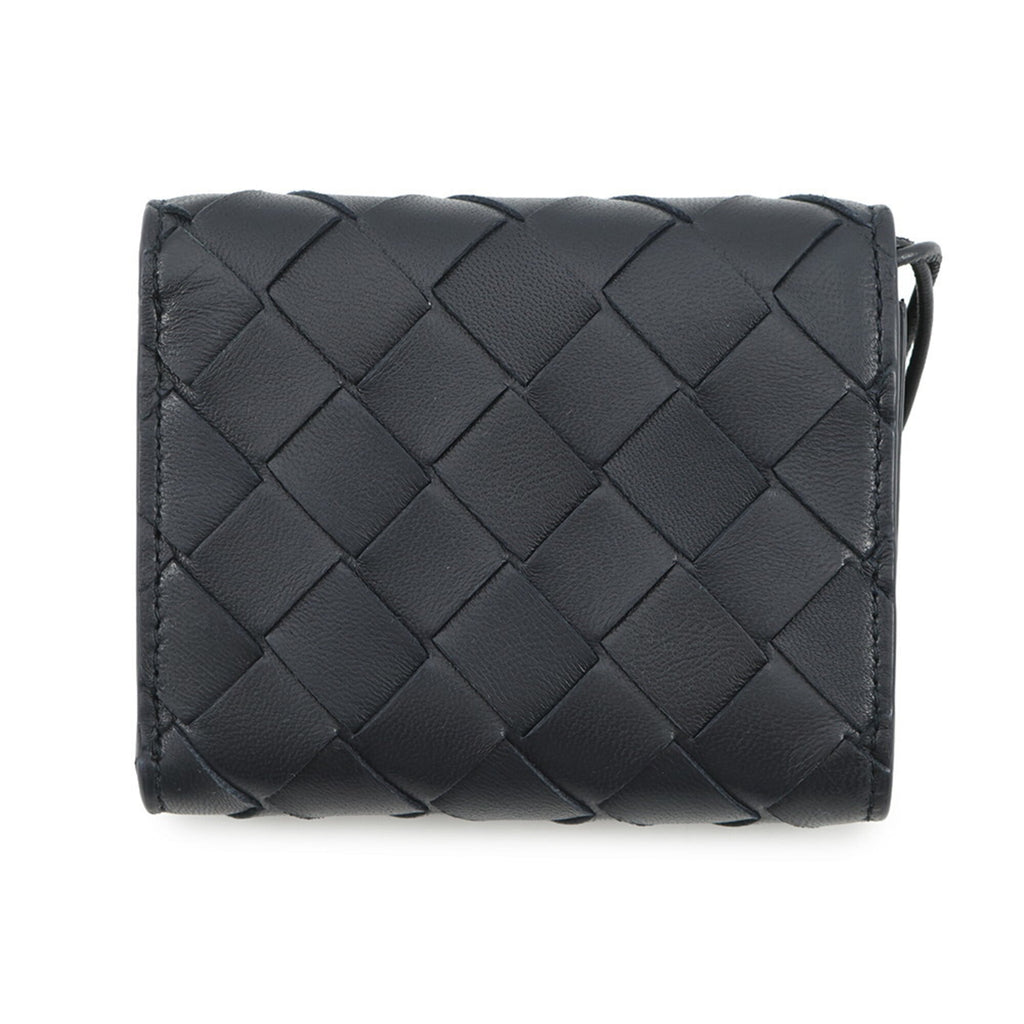 Bottega Veneta Black Navy Leather Wallet (Tri-Fold) (Pre-Owned)