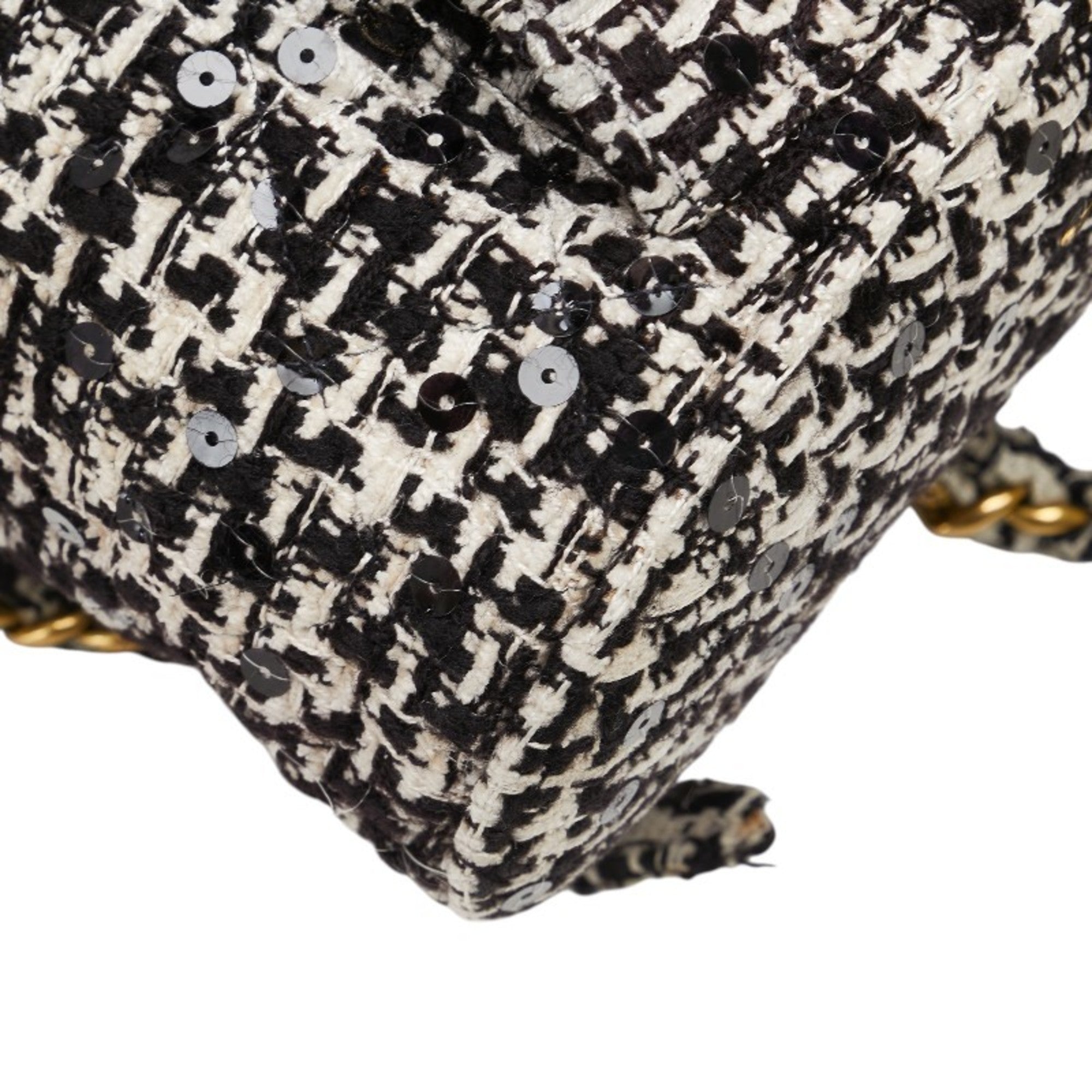 Chanel Black White Tweed Spangles Backpack (Pre-Owned)
