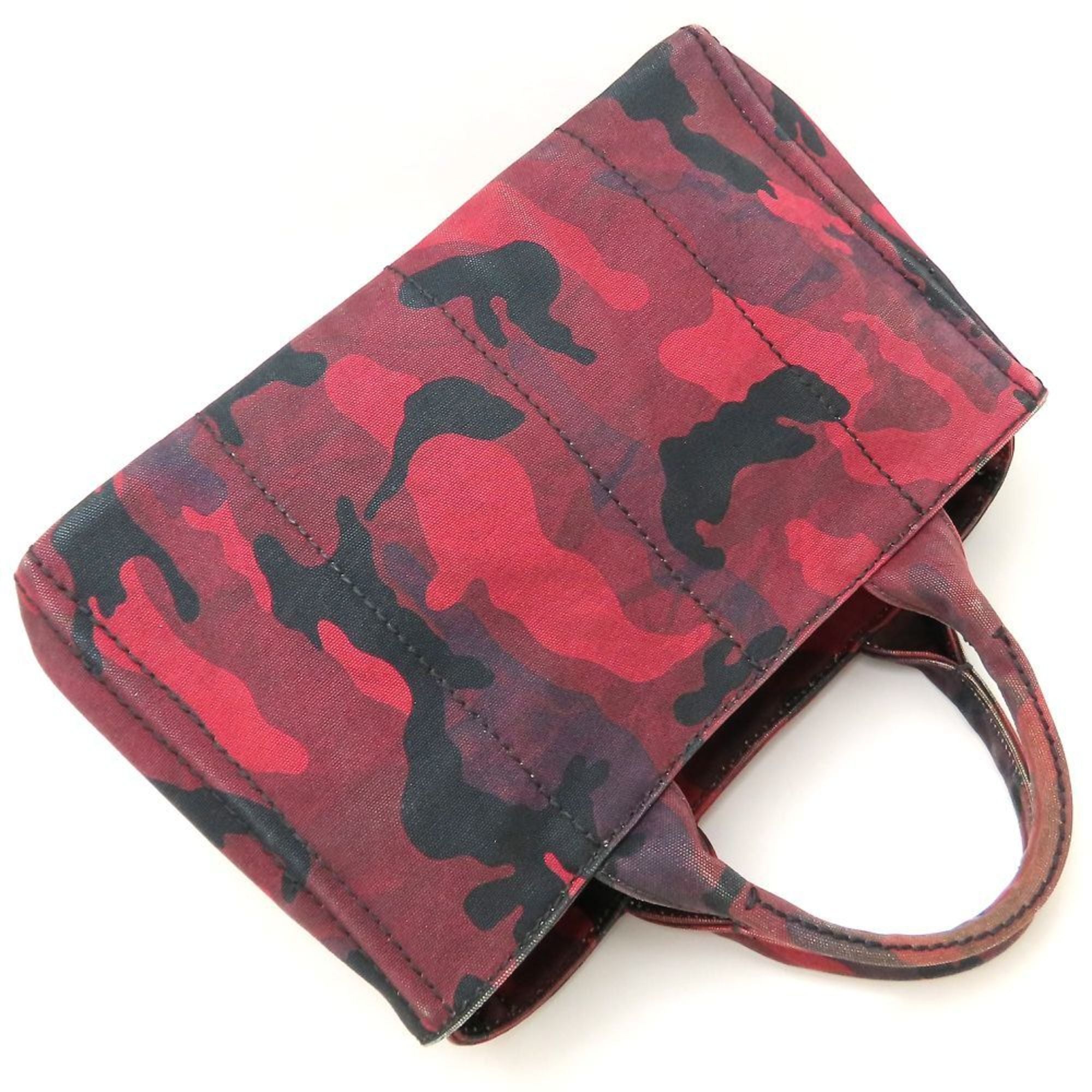 Prada Canapa Red Color Canvas Tote Bag (Pre-Owned)
