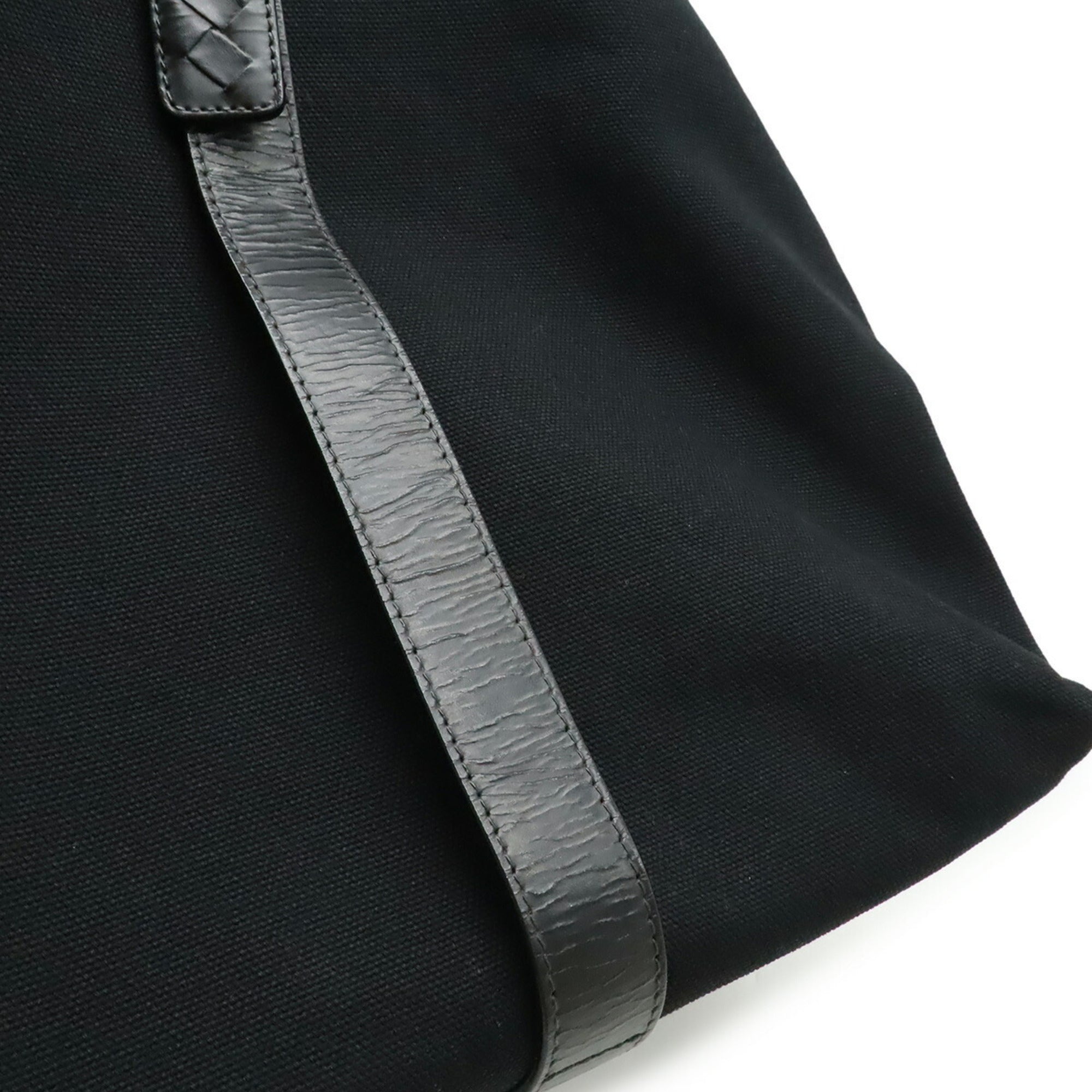 Bottega Veneta Black Canvas Leather Tote Bag (Pre-Owned)