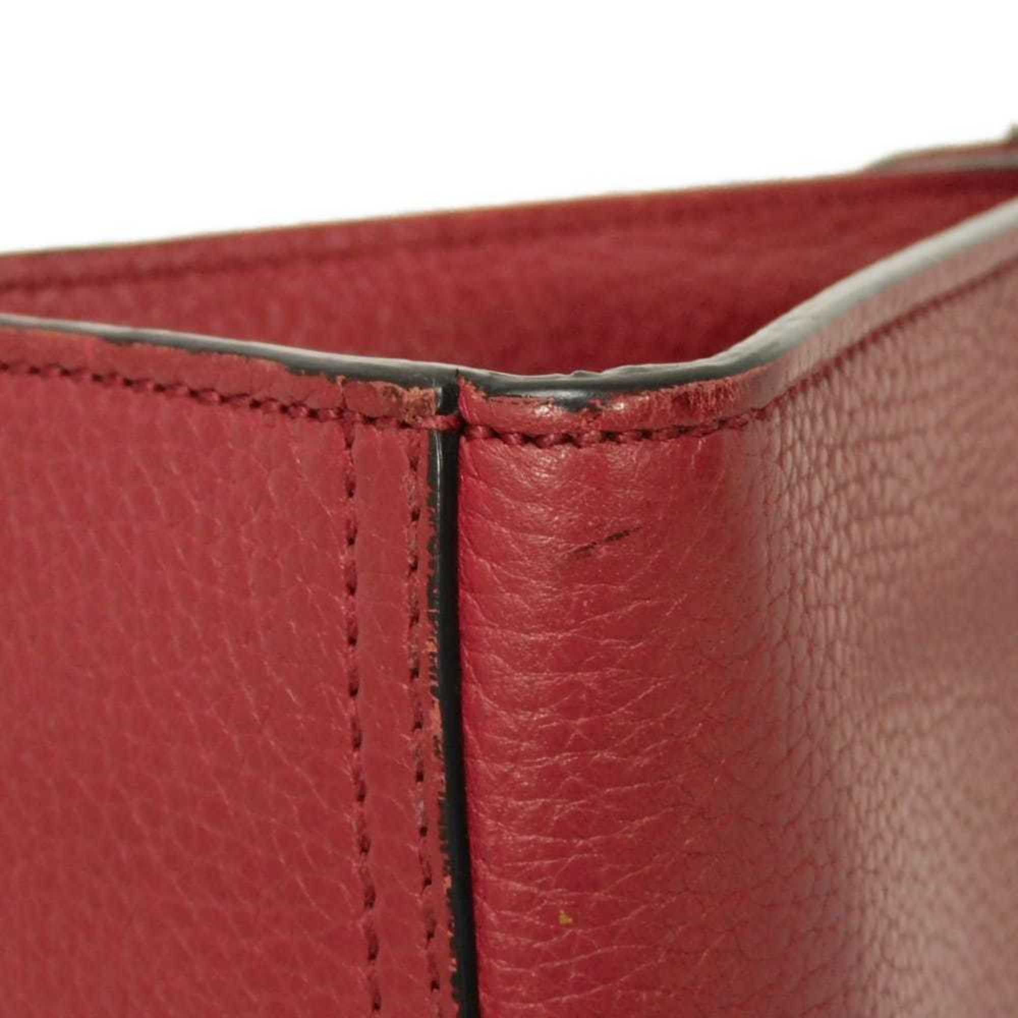 Gucci Gg Marmont Red Color Leather Handbag Shoulder Bag (Pre-Owned)