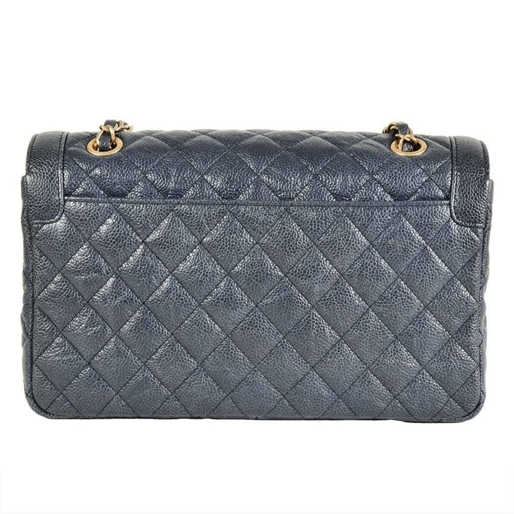 Chanel Blue Grained Calfskin Shoulder Bag (Pre-Owned)