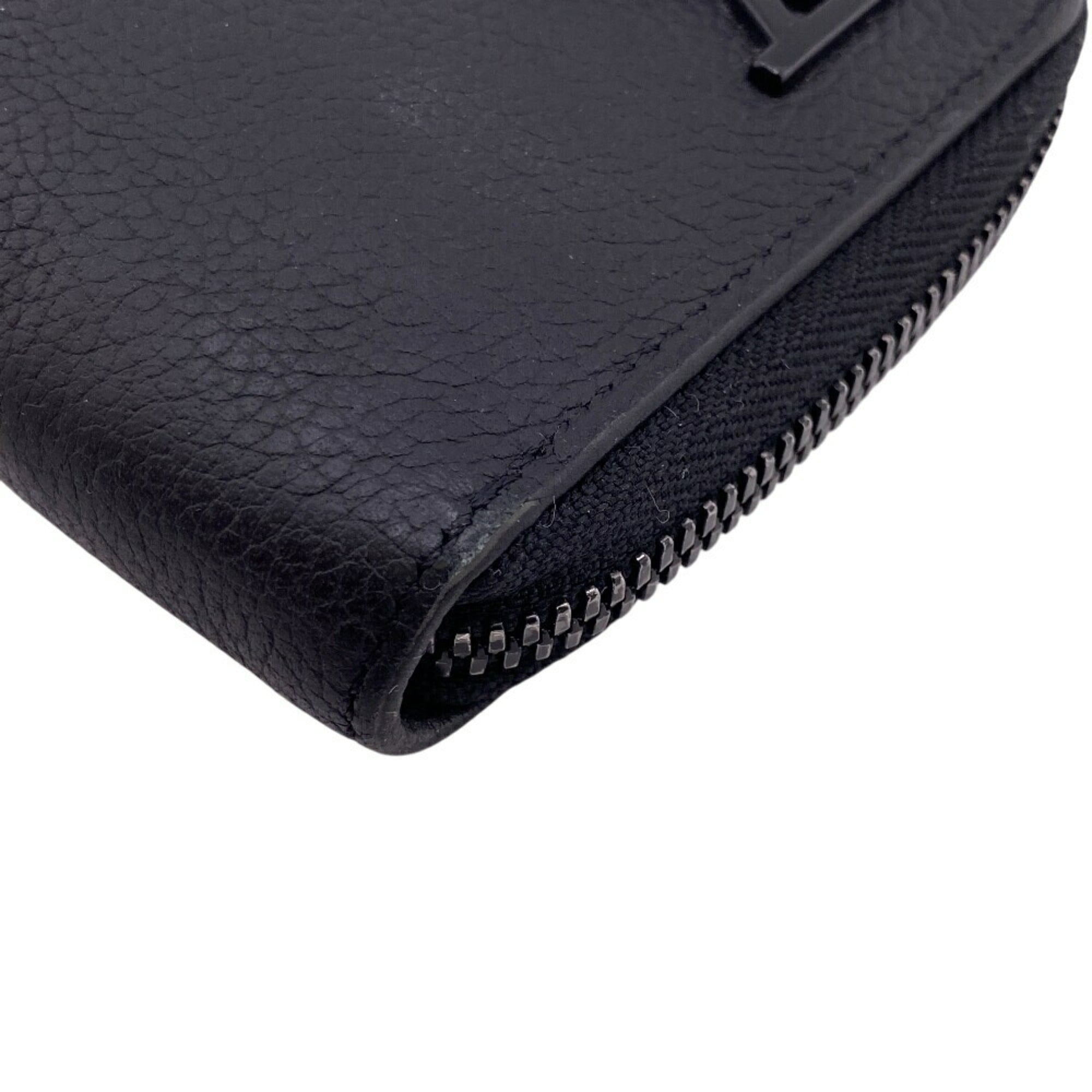 Louis Vuitton Black Leather Long Wallet (Bi-Fold) (Pre-Owned)