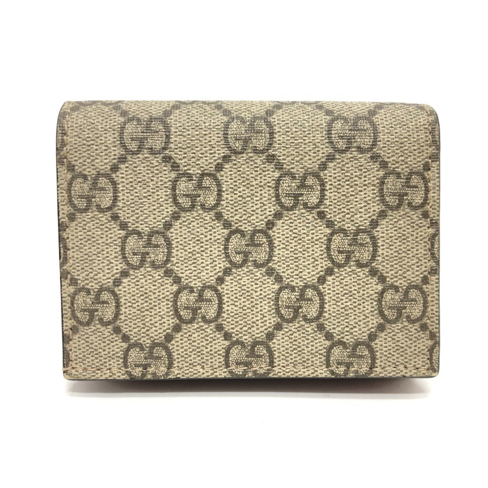 Gucci Beige Red Color Gg Supreme Canvas Wallet (Bi-Fold) (Pre-Owned)