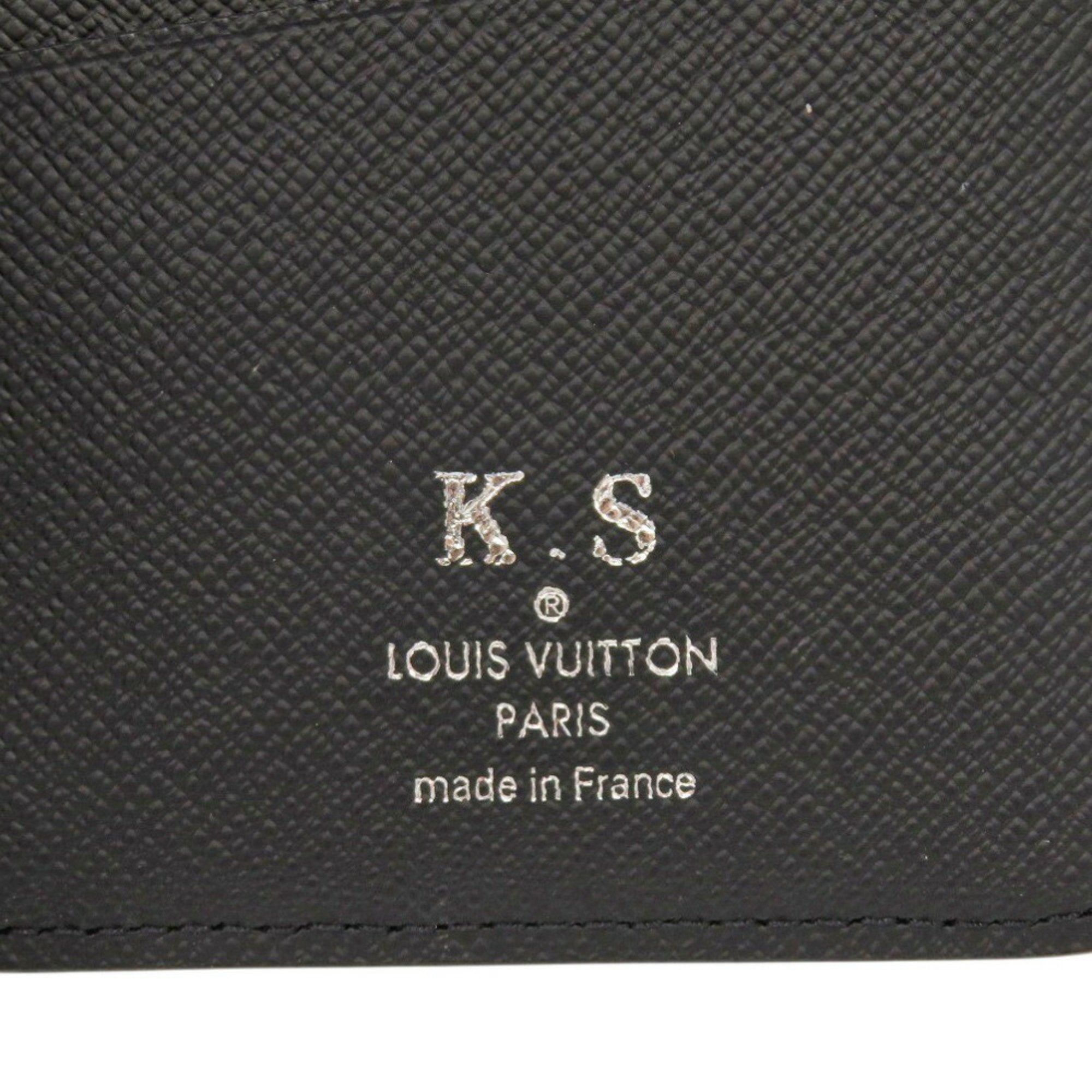 Louis Vuitton Noir Taiga Leather Long Wallet (Bi-Fold) (Pre-Owned)