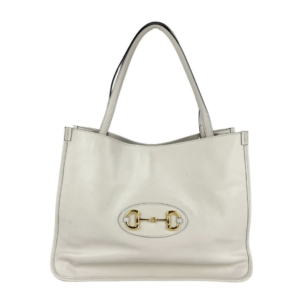 Gucci Horsebit Ivory Leather Shoulder Bag (Pre-Owned)