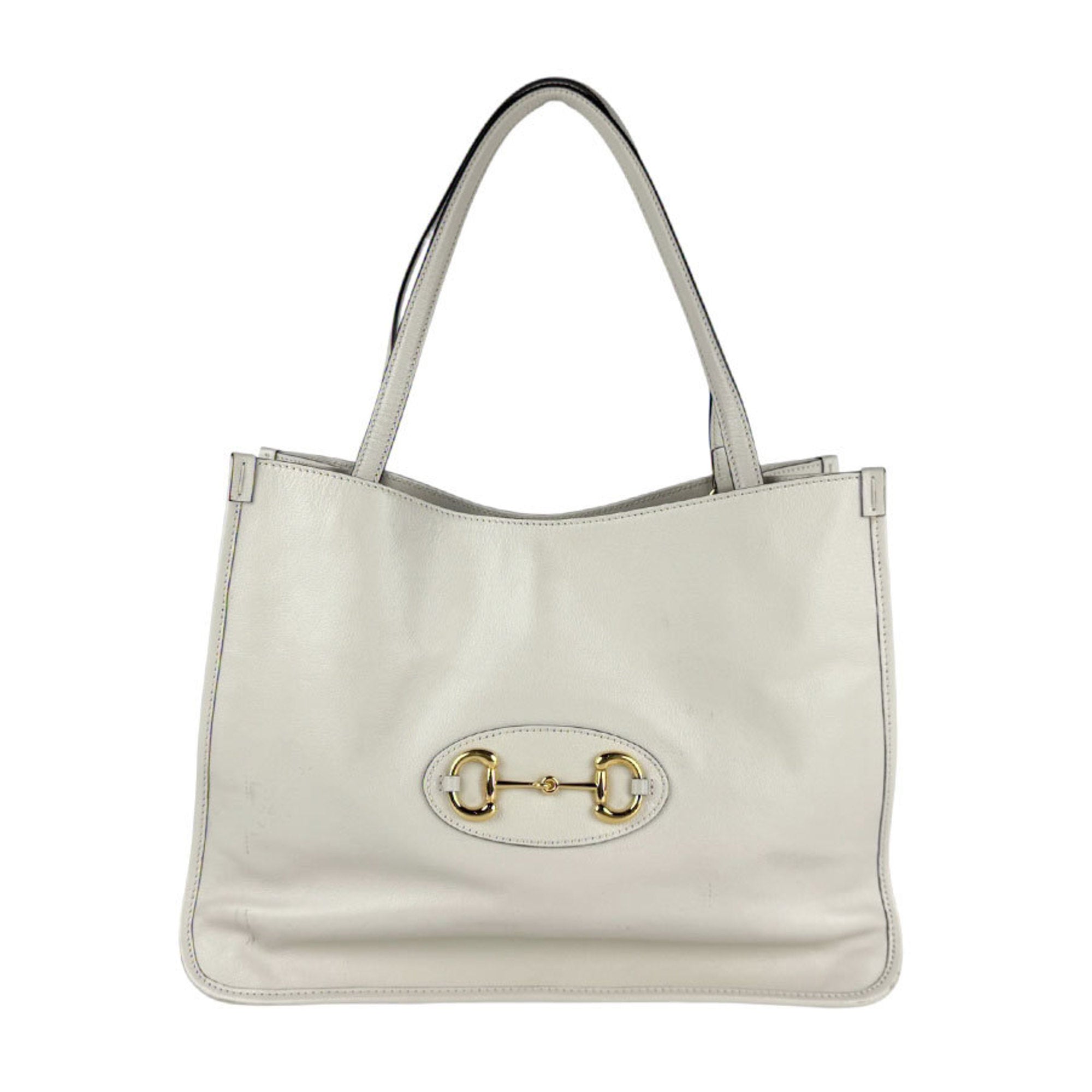 Gucci Horsebit Ivory Leather Shoulder Bag (Pre-Owned)