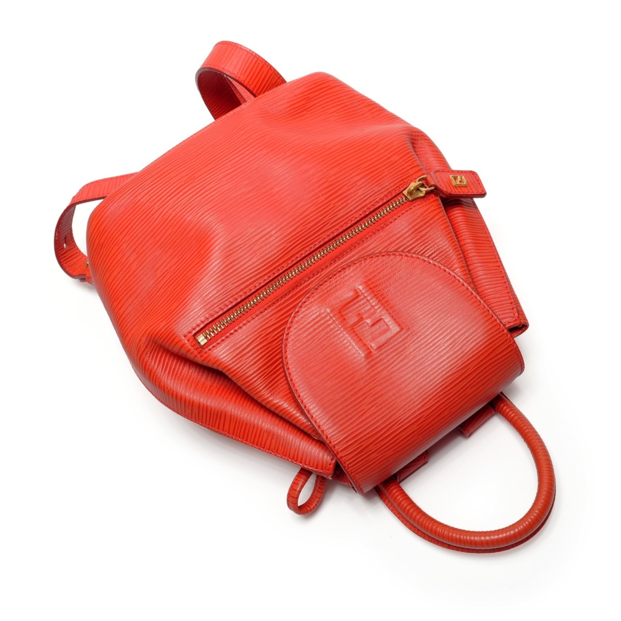Fendi Red Color Leather Backpack (Pre-Owned)