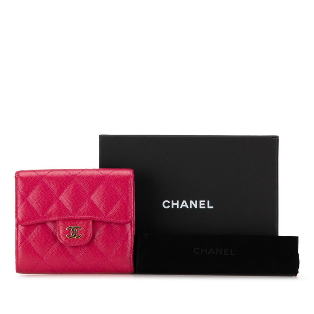 Chanel Pink Grained Calfskin Wallet (Bi-Fold) (Pre-Owned)