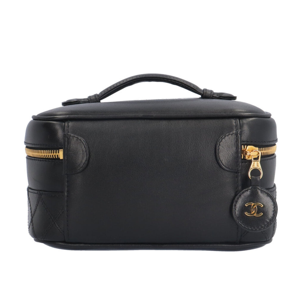 Chanel Black Leather Handbag Vanity Bag (Pre-Owned)