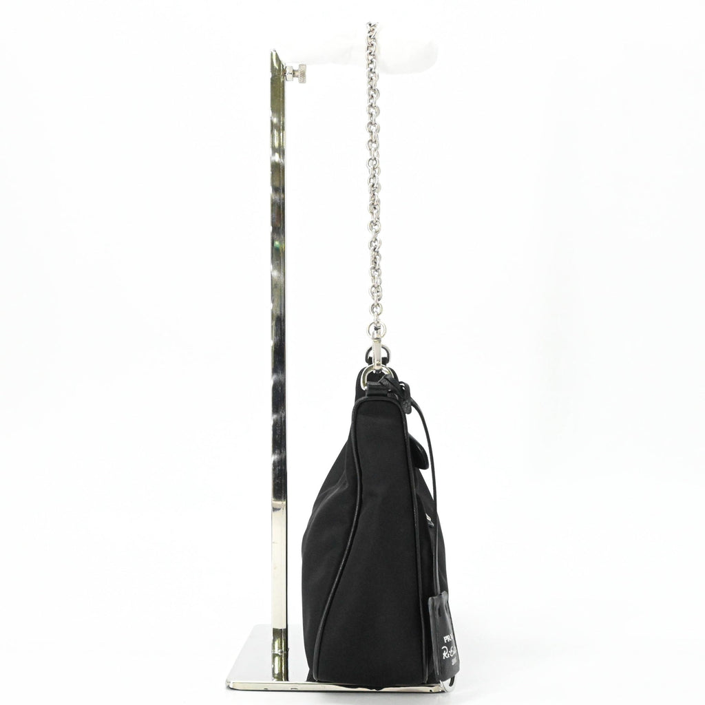 Prada Black Nylon Leather Handbag Pouch Shoulder Bag (Pre-Owned)