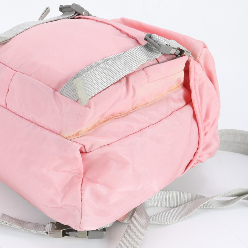 Prada Gray Pink Nylon Leather Backpack (Pre-Owned)