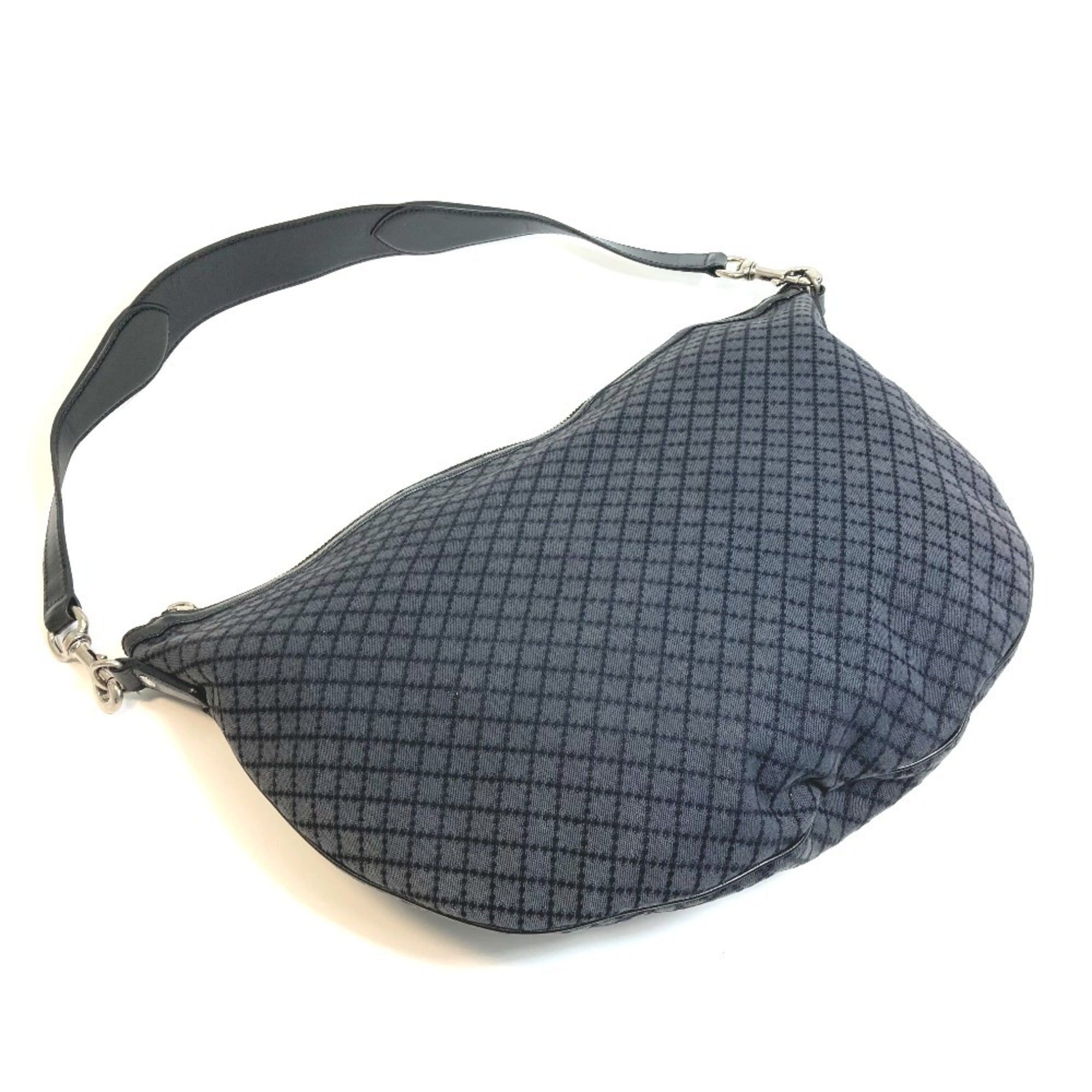 Gucci Diamante Black Gray Canvas Shoulder Bag (Pre-Owned)