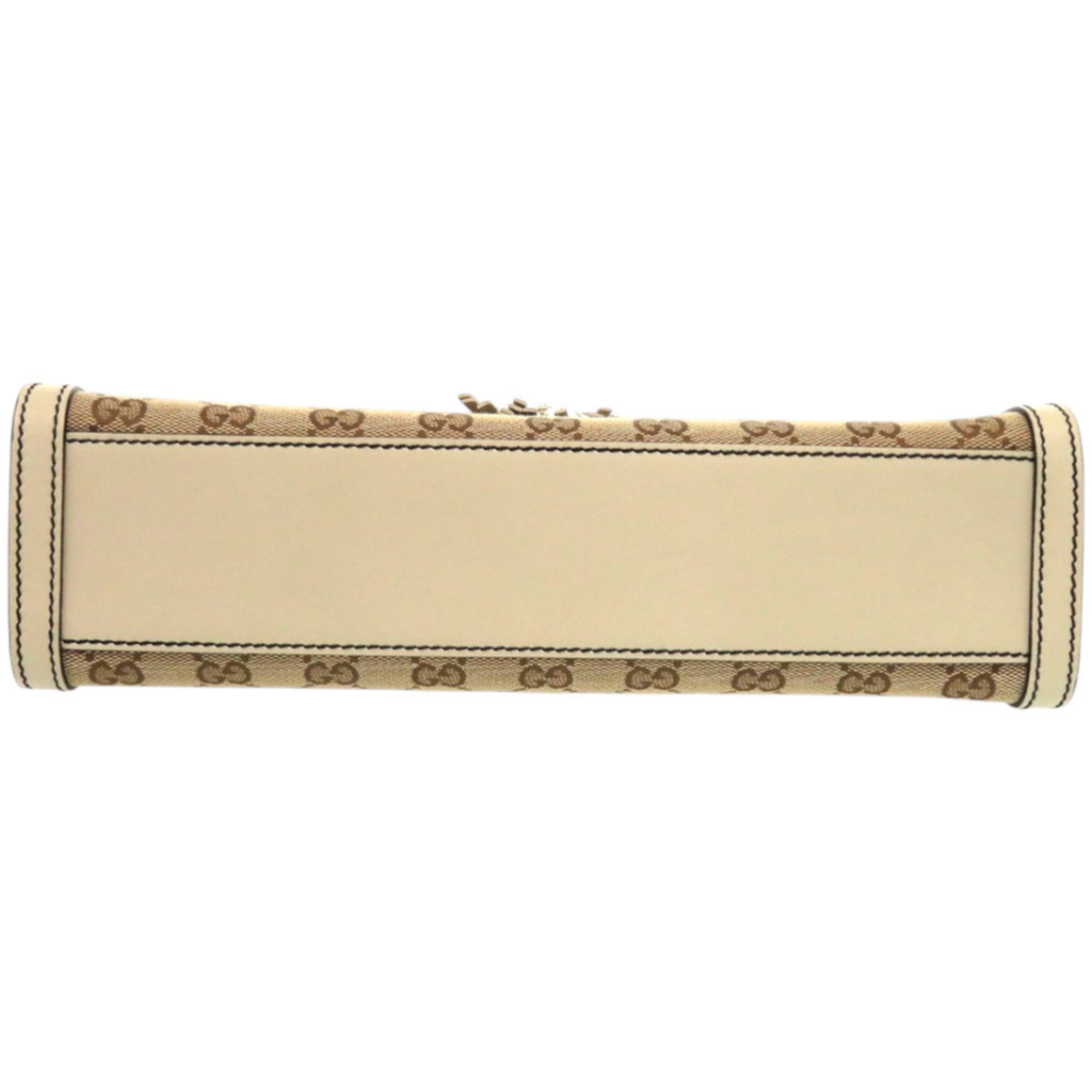 Gucci Beige White Gg Canvas Leather Shoulder Bag (Pre-Owned)