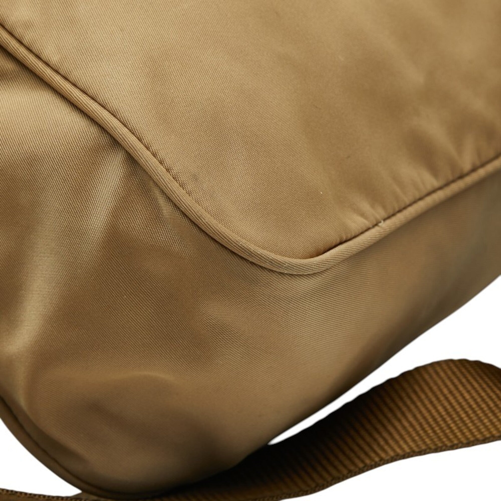 Prada Beige Brown Nylon Leather Shoulder Bag (Pre-Owned)