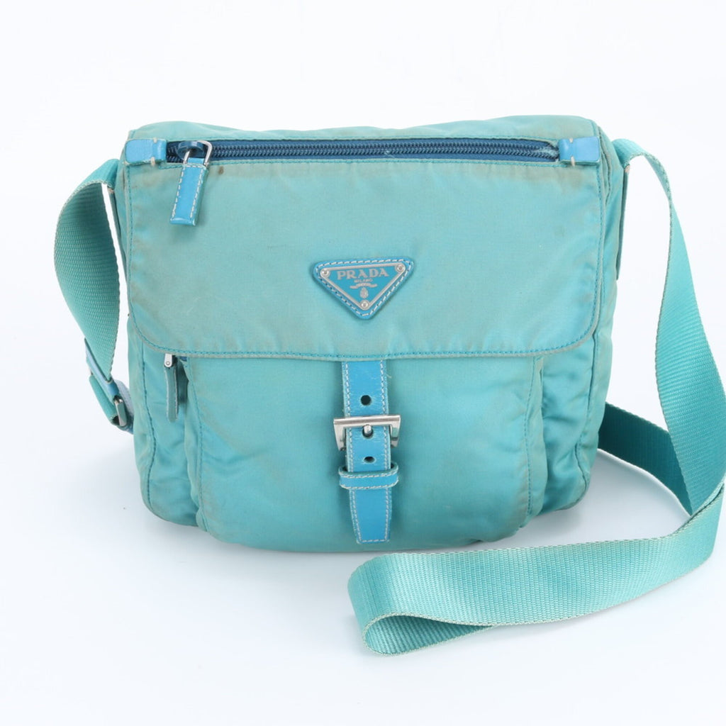 Prada Green Nylon Leather Shoulder Bag (Pre-Owned)