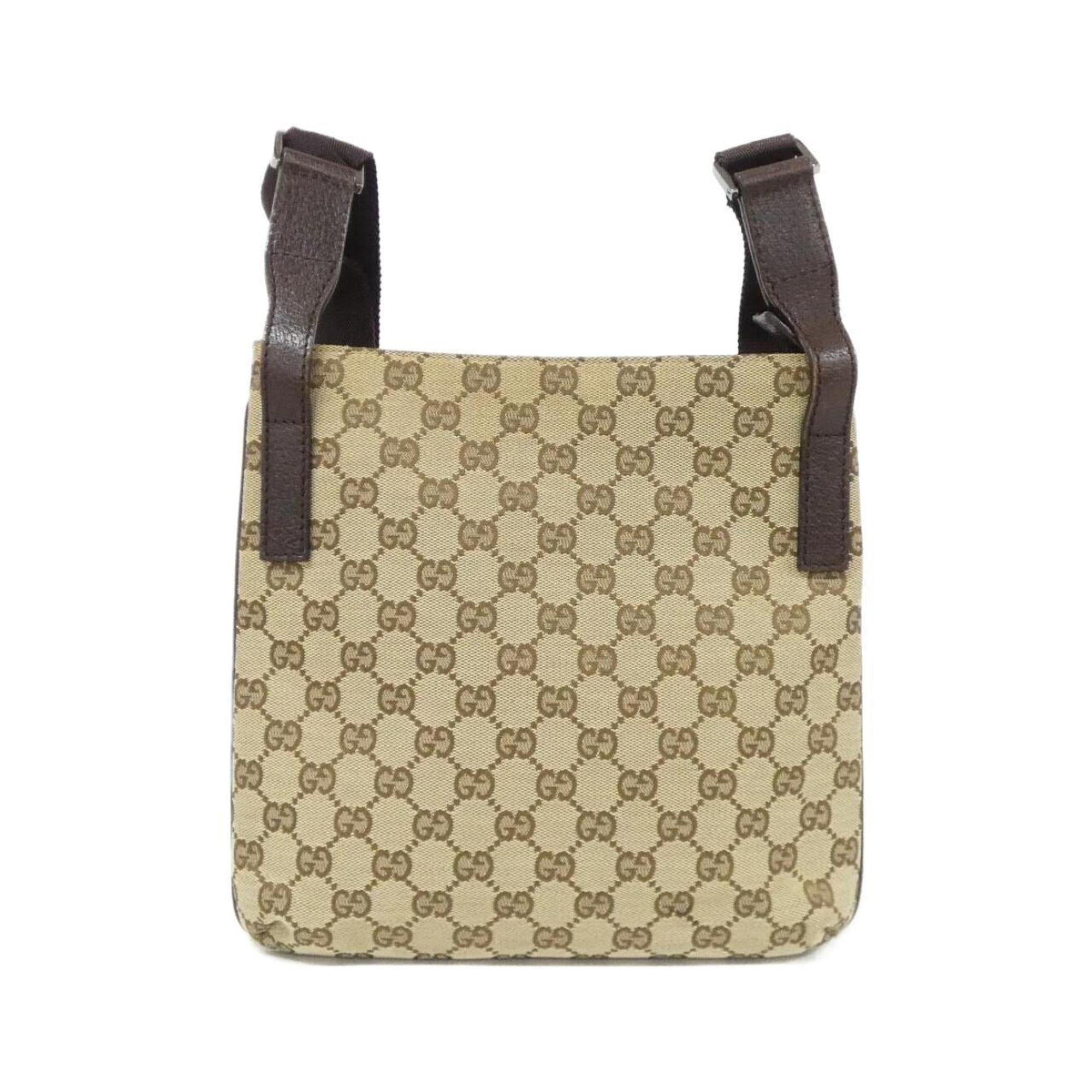 Gucci Beige Brown Gg Canvas Shoulder Bag (Pre-Owned)