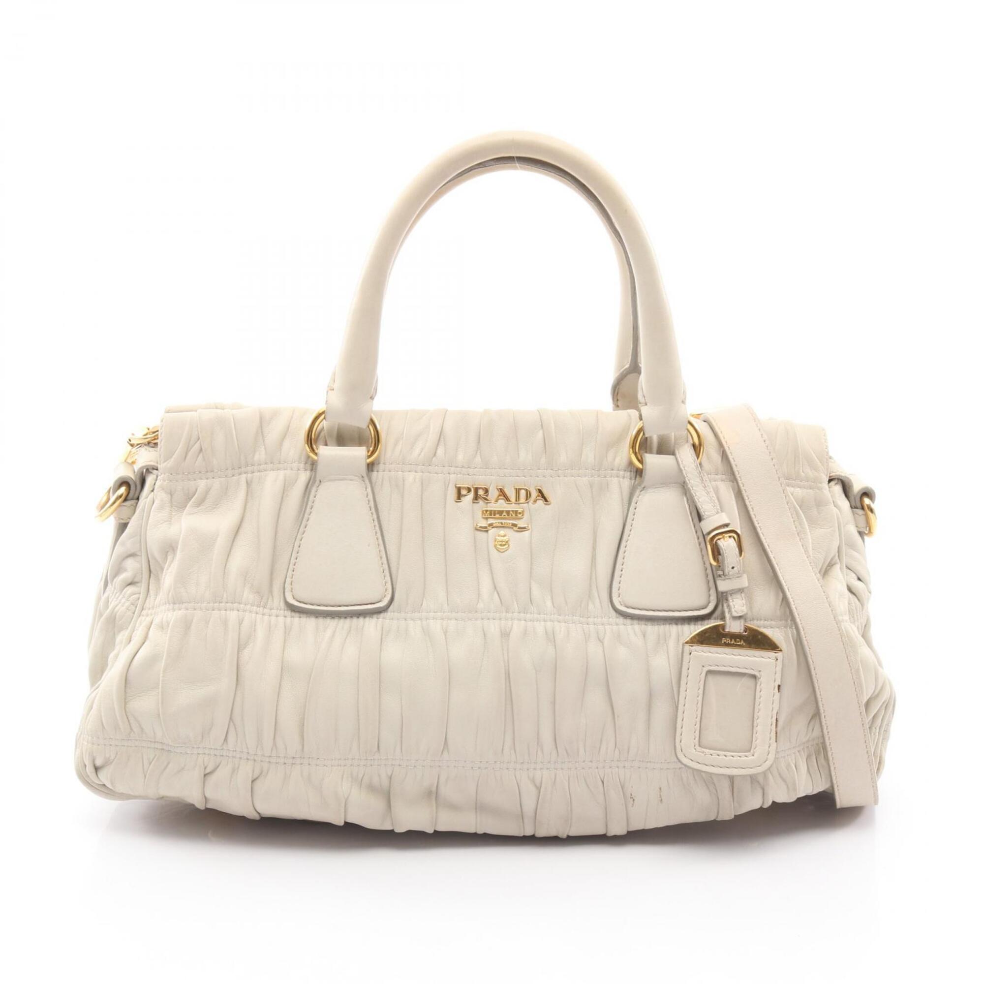 Prada Gray Leather Handbag (Pre-Owned)