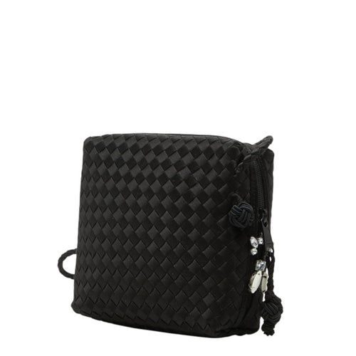 Bottega Veneta Black Satin Shoulder Bag (Pre-Owned)