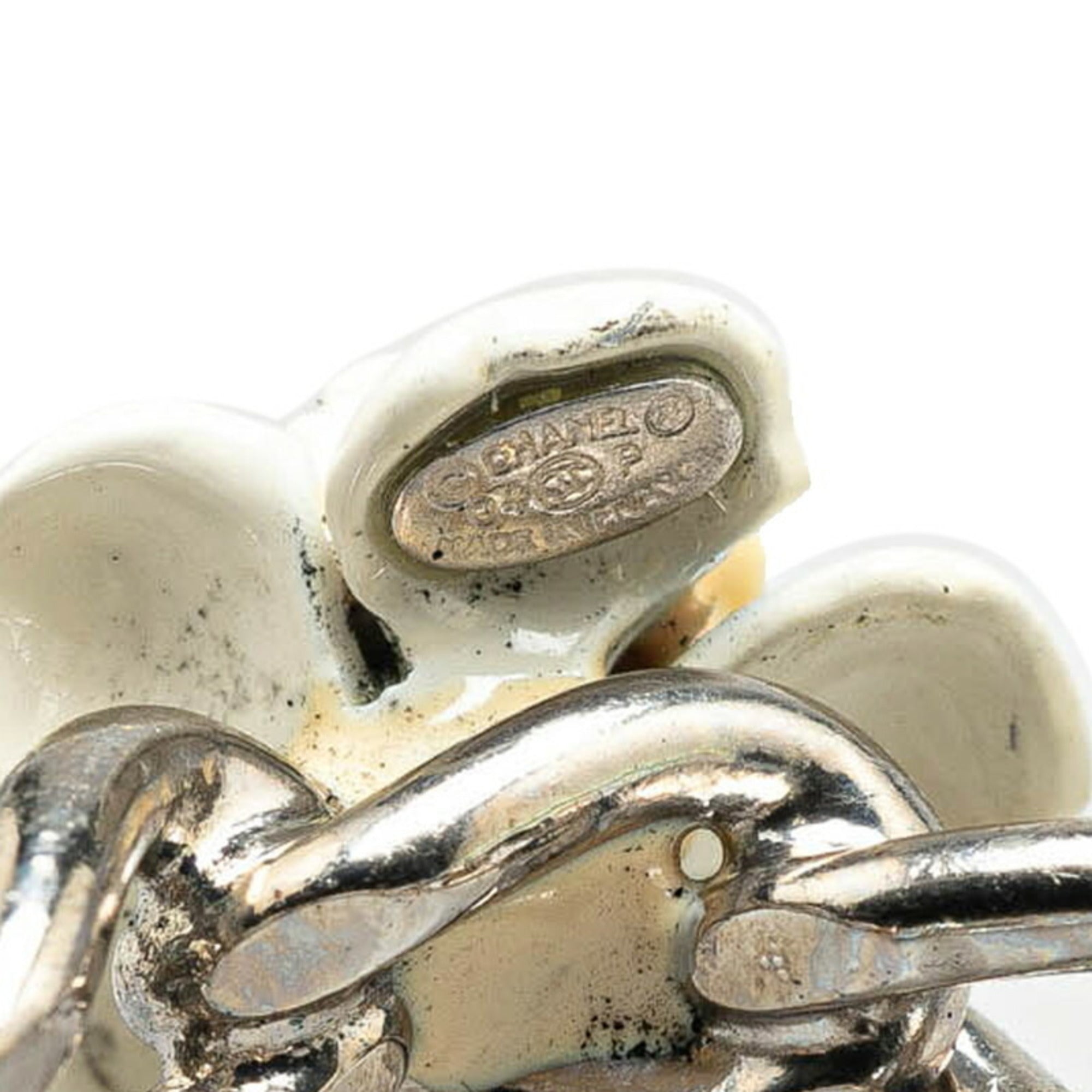 Chanel Silver White Metal Band Ring (Pre-Owned)