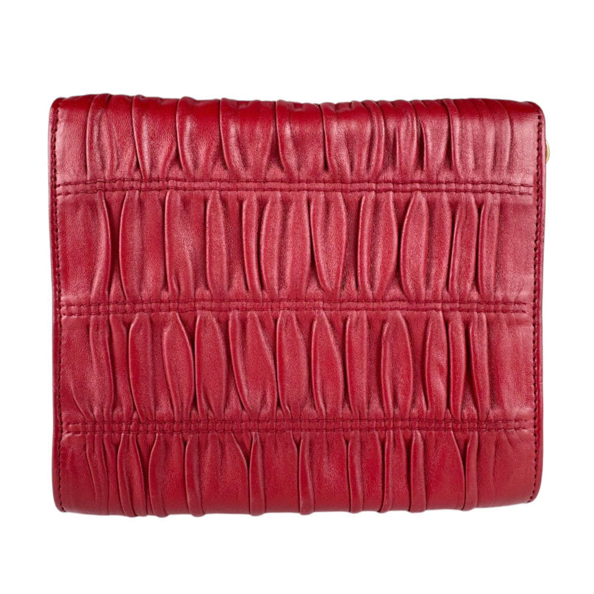Prada Red Color Leather Shoulder Bag (Pre-Owned)