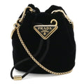 Prada Black Nero Velvet Pouch Shoulder Bag (Pre-Owned)