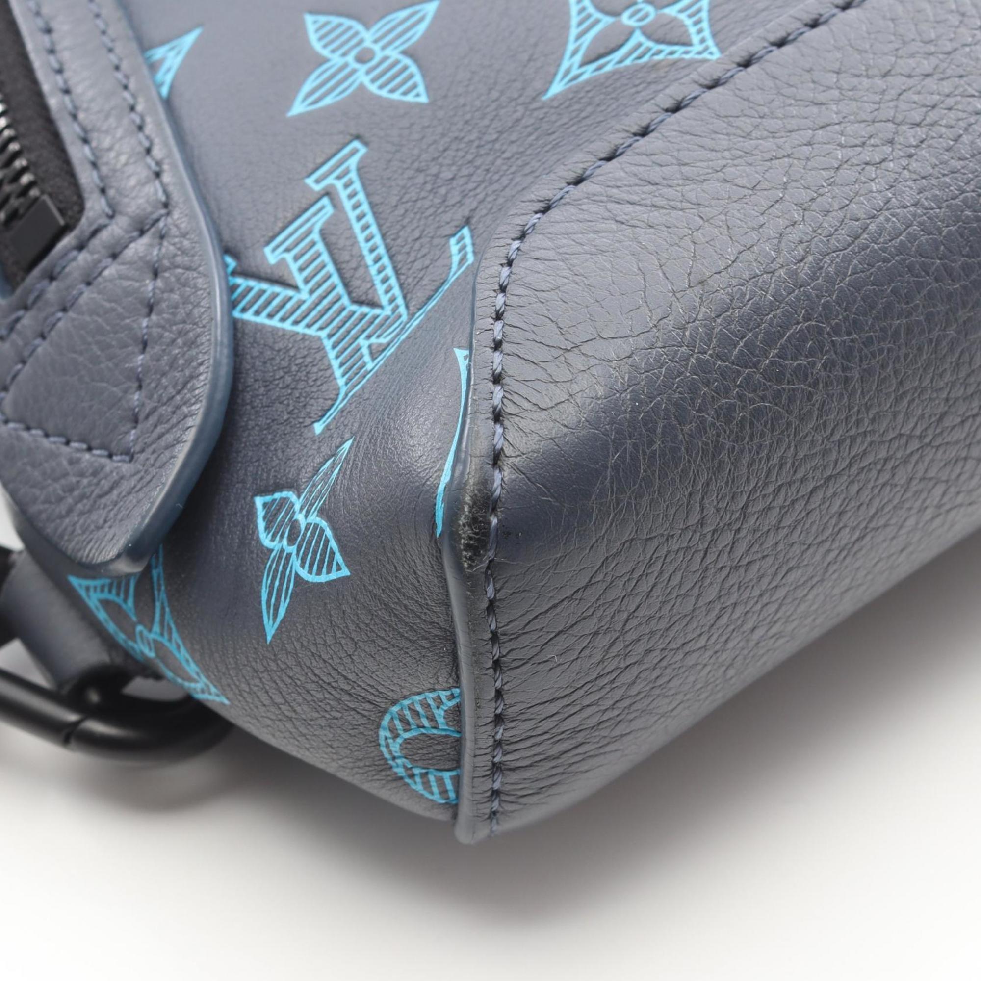 Louis Vuitton Blue Gray Monogram Shadow Leather Fanny Pack Sling Bag (Pre-Owned)