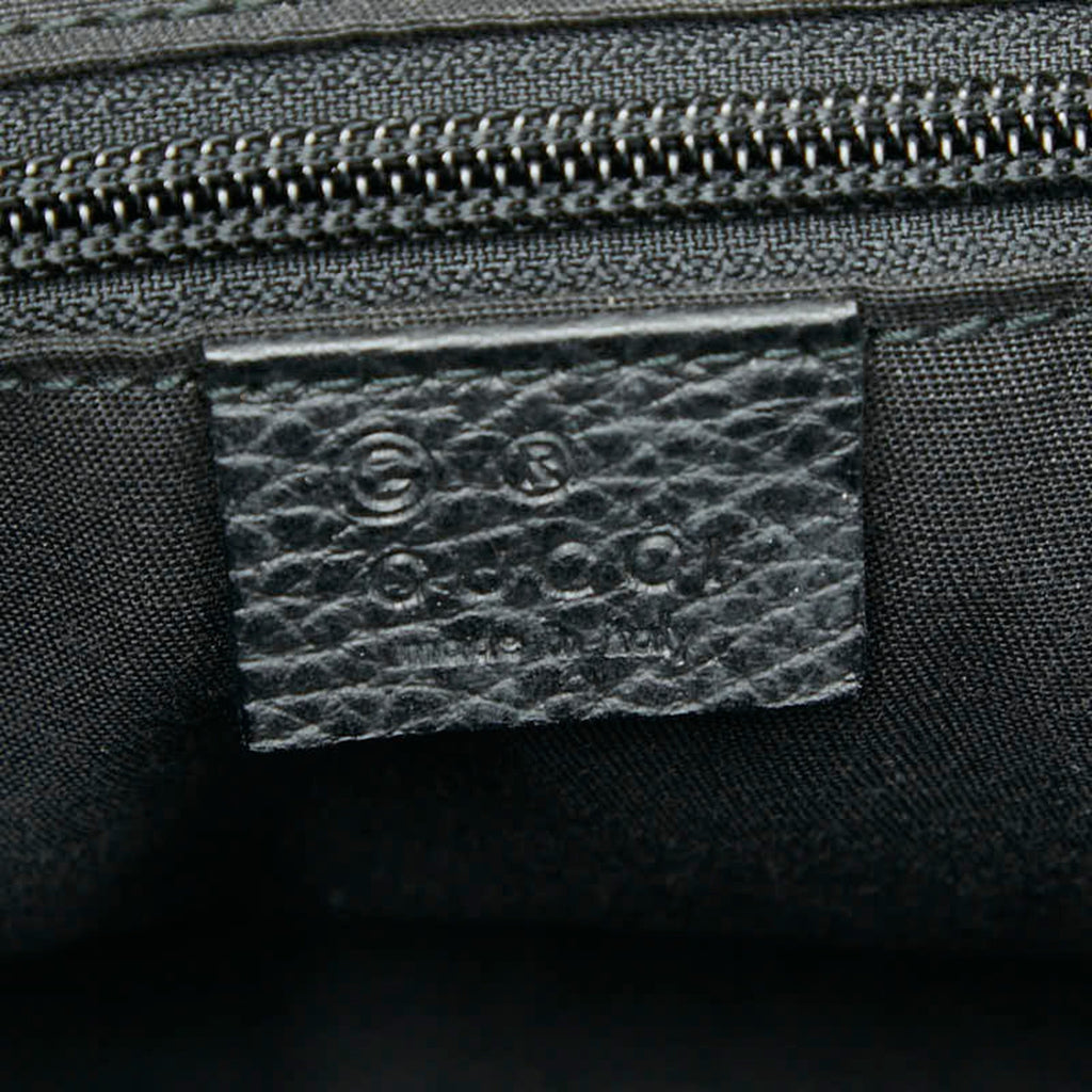 Gucci Black Gray Canvas Leather Handbag (Pre-Owned)