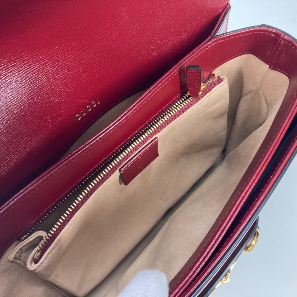 Gucci Beige Red Color Gg Supreme Leather Shoulder Bag (Pre-Owned)