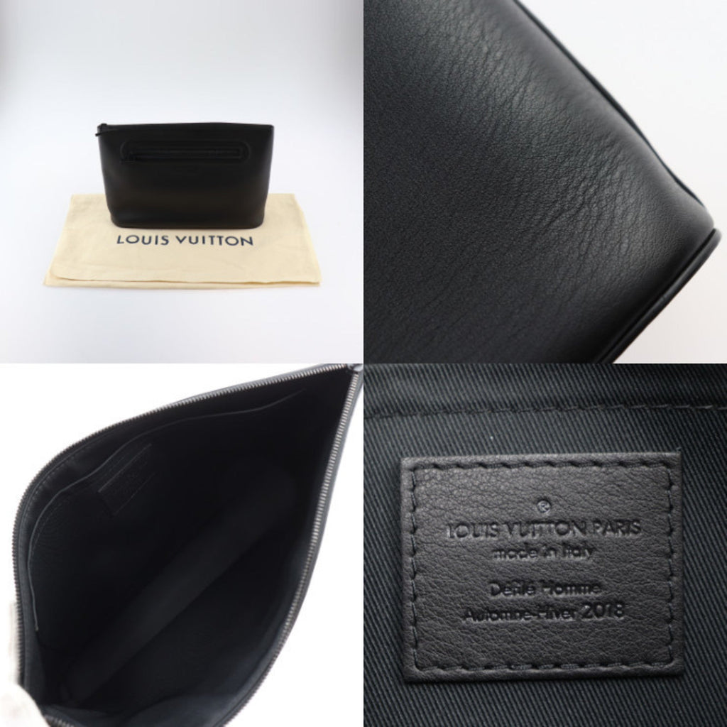 Louis Vuitton Black Leather Clutch Bag (Pre-Owned)