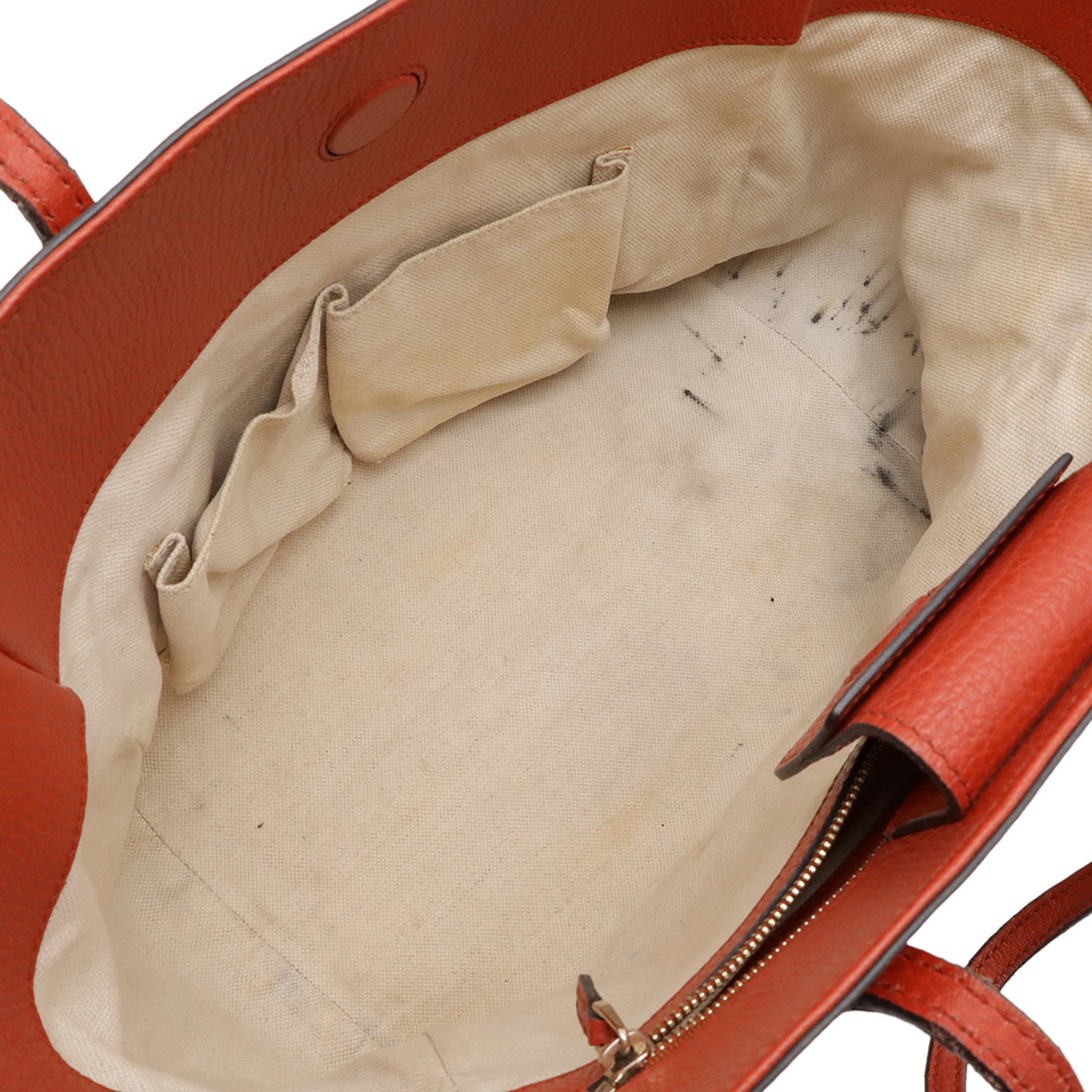 Gucci Red Color Leather Shoulder Bag Tote Bag (Pre-Owned)