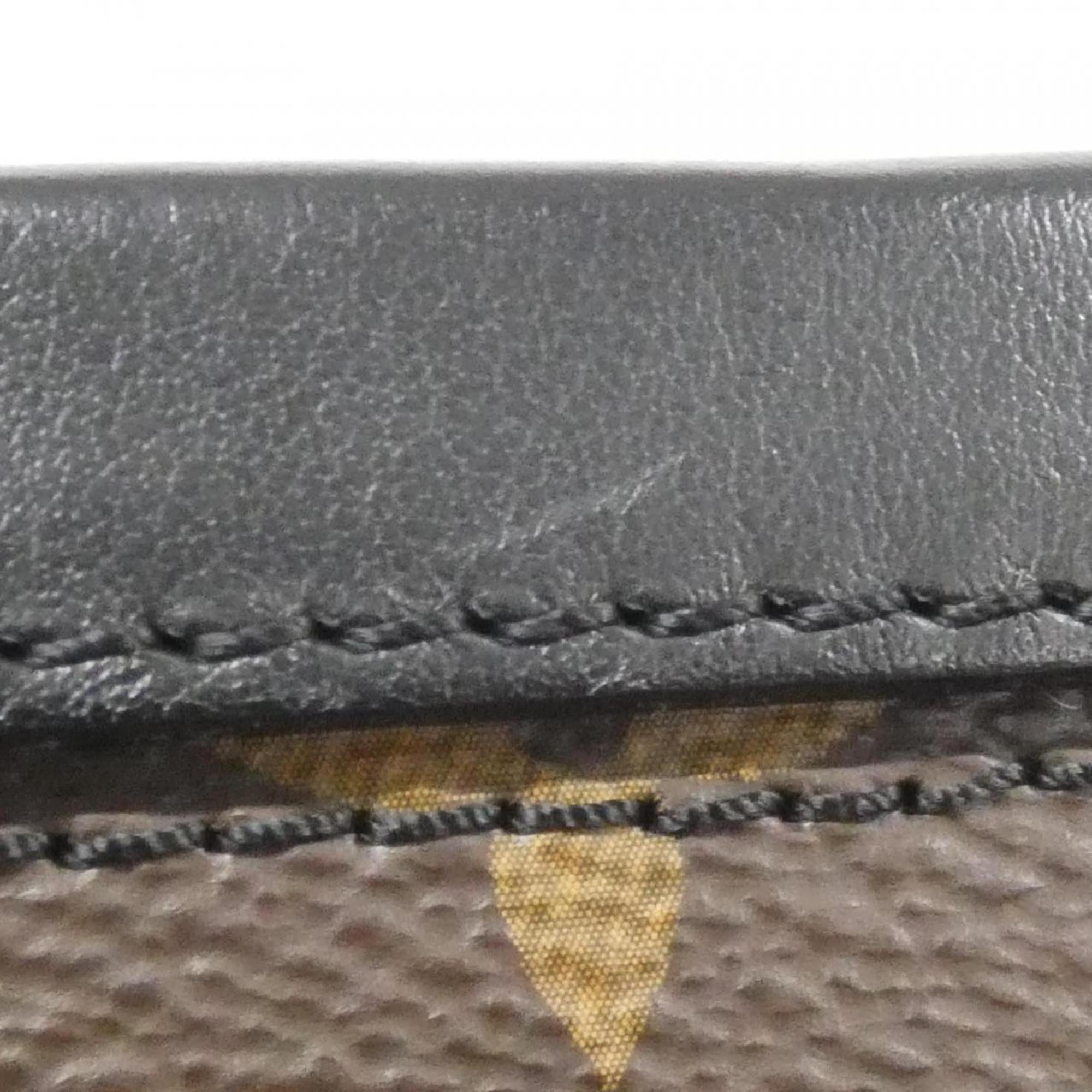Louis Vuitton Black Brown Marron Coated Canvas Shoulder Bag (Pre-Owned)