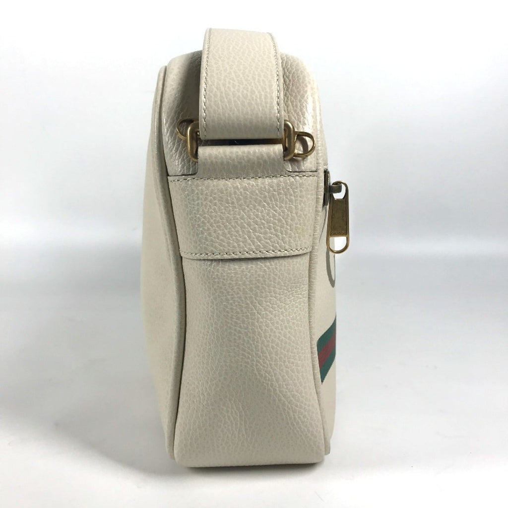 Gucci White Leather Messenger Bag Shoulder Bag (Pre-Owned)