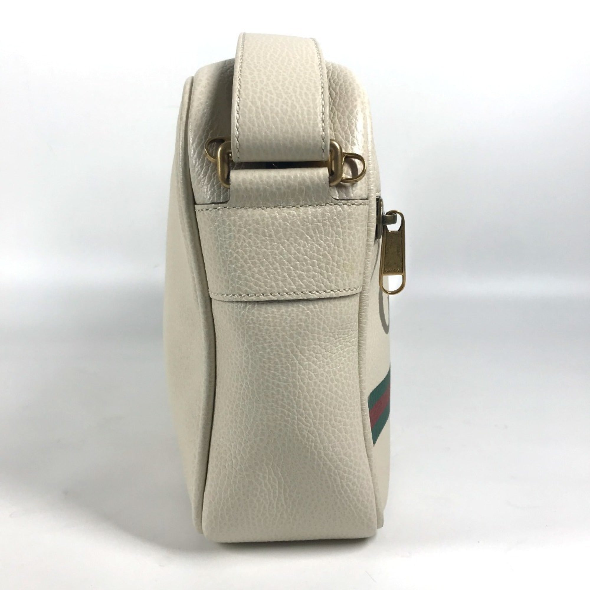 Gucci White Leather Messenger Bag Shoulder Bag (Pre-Owned)