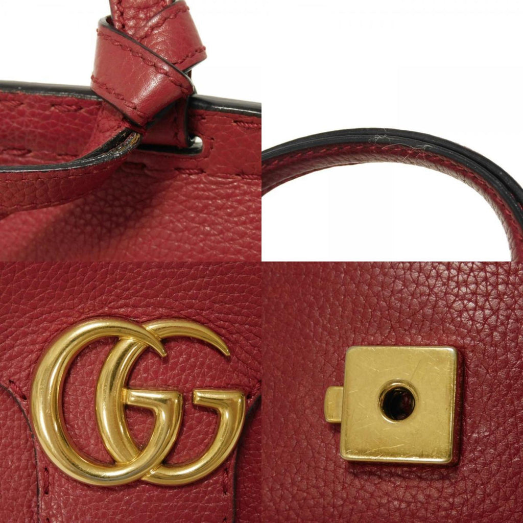 Gucci Gg Marmont Red Color Leather Handbag Shoulder Bag (Pre-Owned)