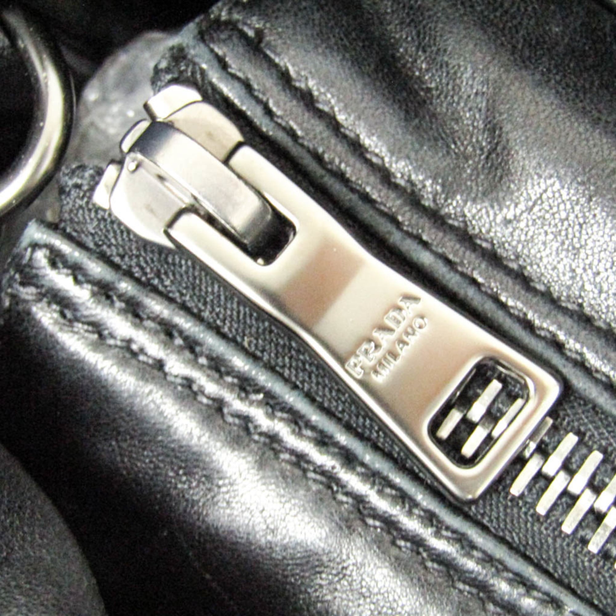 Prada Convertible Double Tote Nappa Leather And Tessuto Black Nylon Handbag (Pre-Owned)