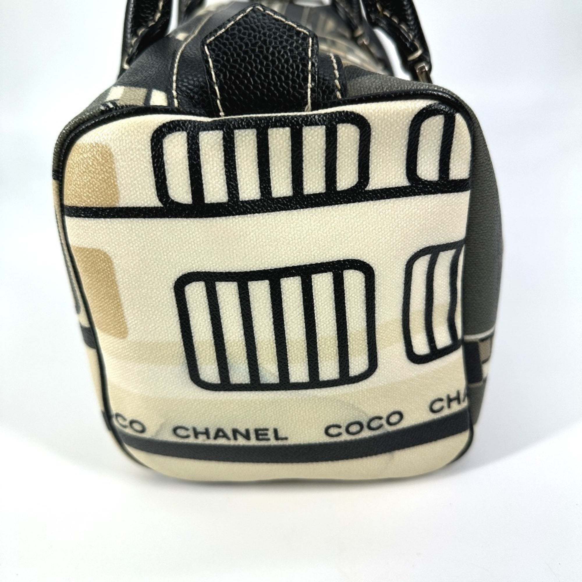 Chanel Black Yellow Pvc Boston Bag Handbag (Pre-Owned)