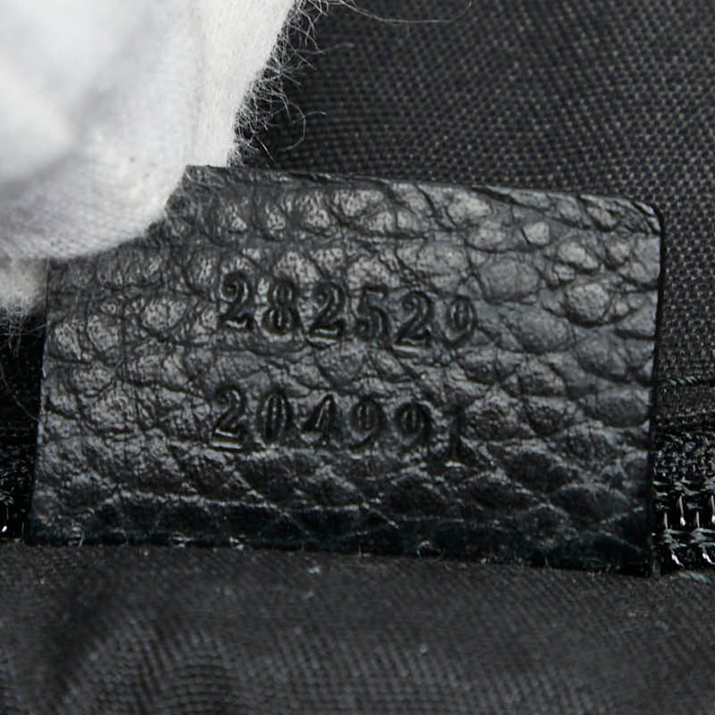 Gucci Black Gray Canvas Leather Handbag (Pre-Owned)