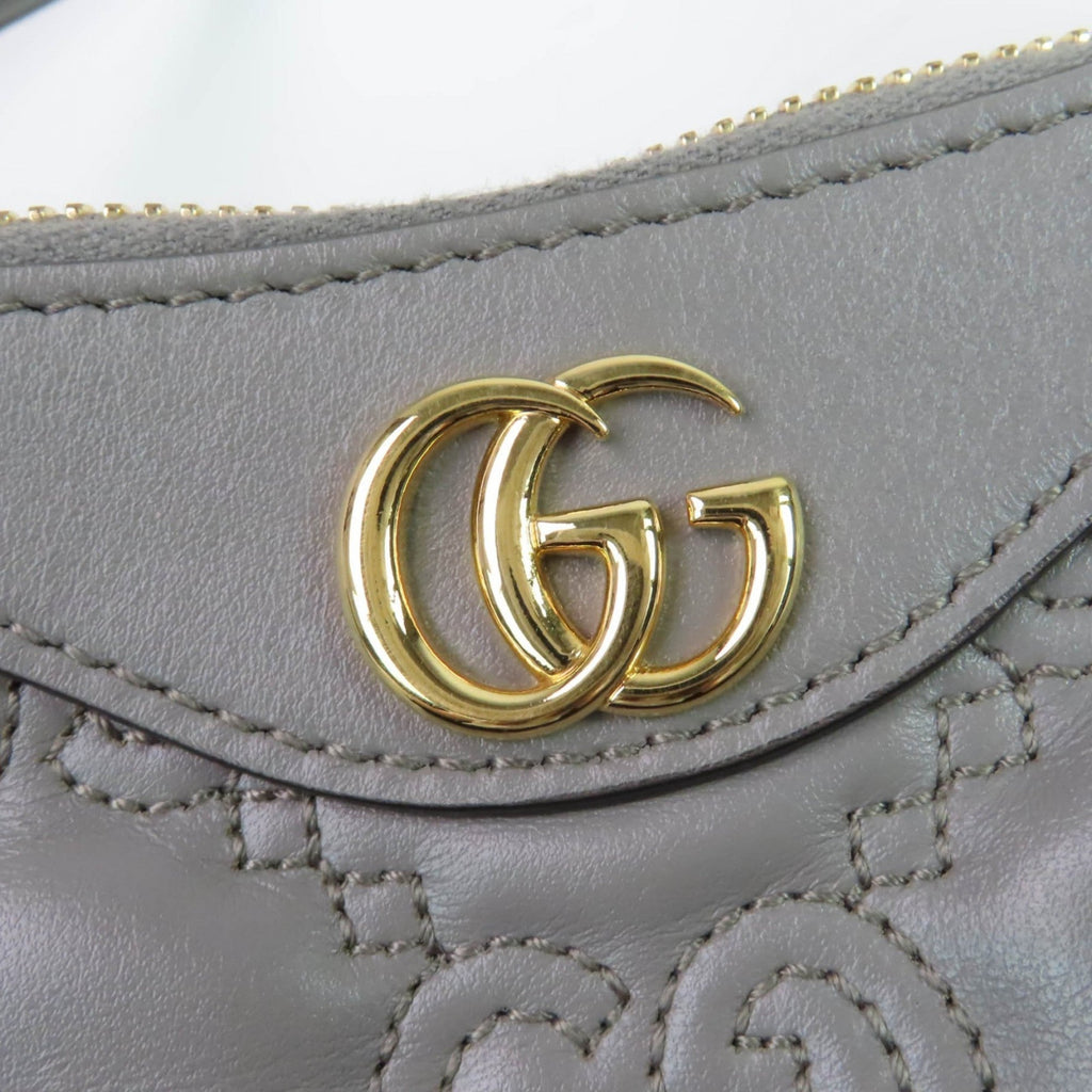 Gucci Gray Leather Handbag Shoulder Bag (Pre-Owned)