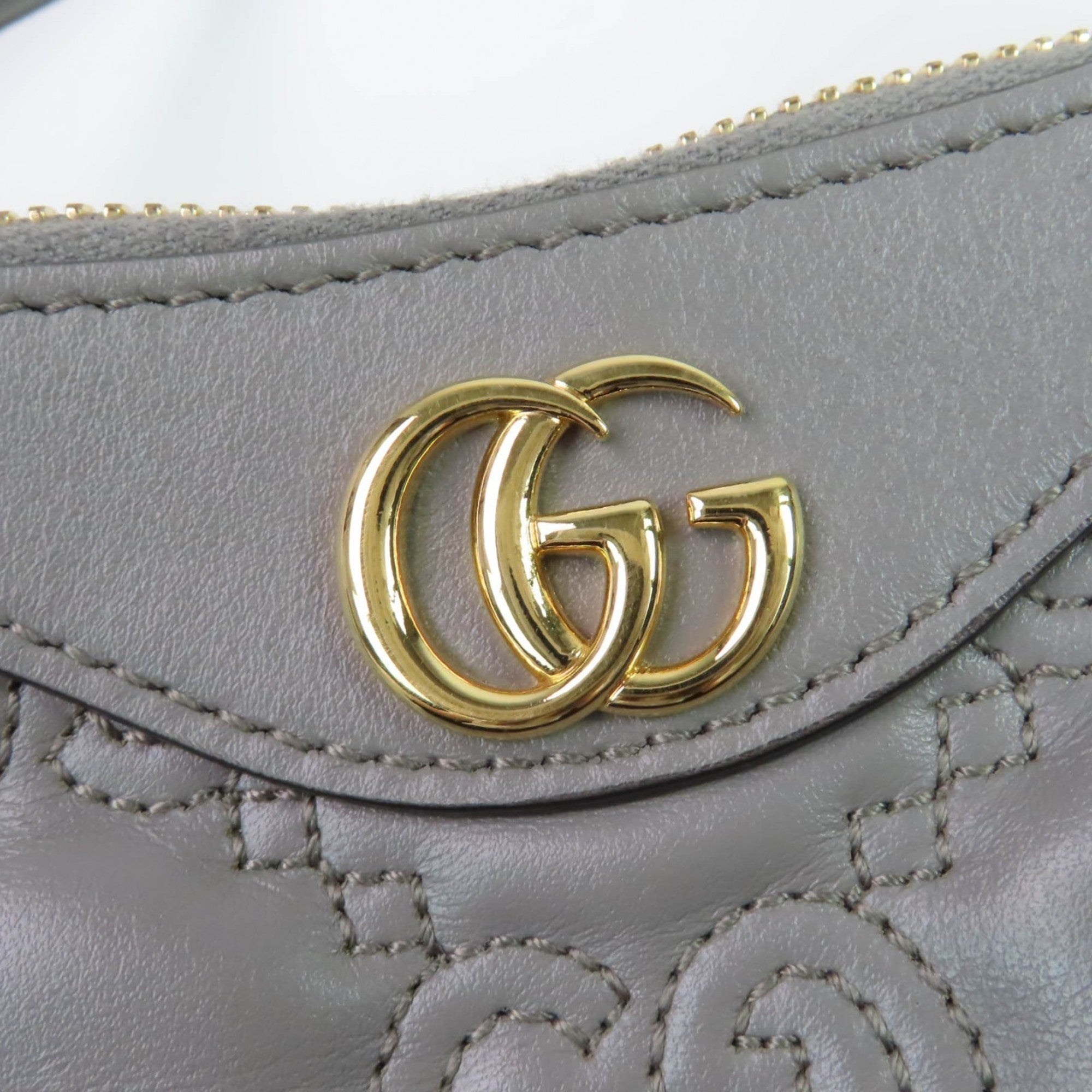 Gucci Gray Leather Handbag Shoulder Bag (Pre-Owned)