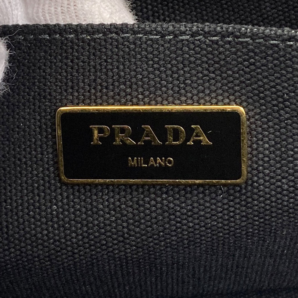 Prada Canapa Black Canvas Handbag (Pre-Owned)