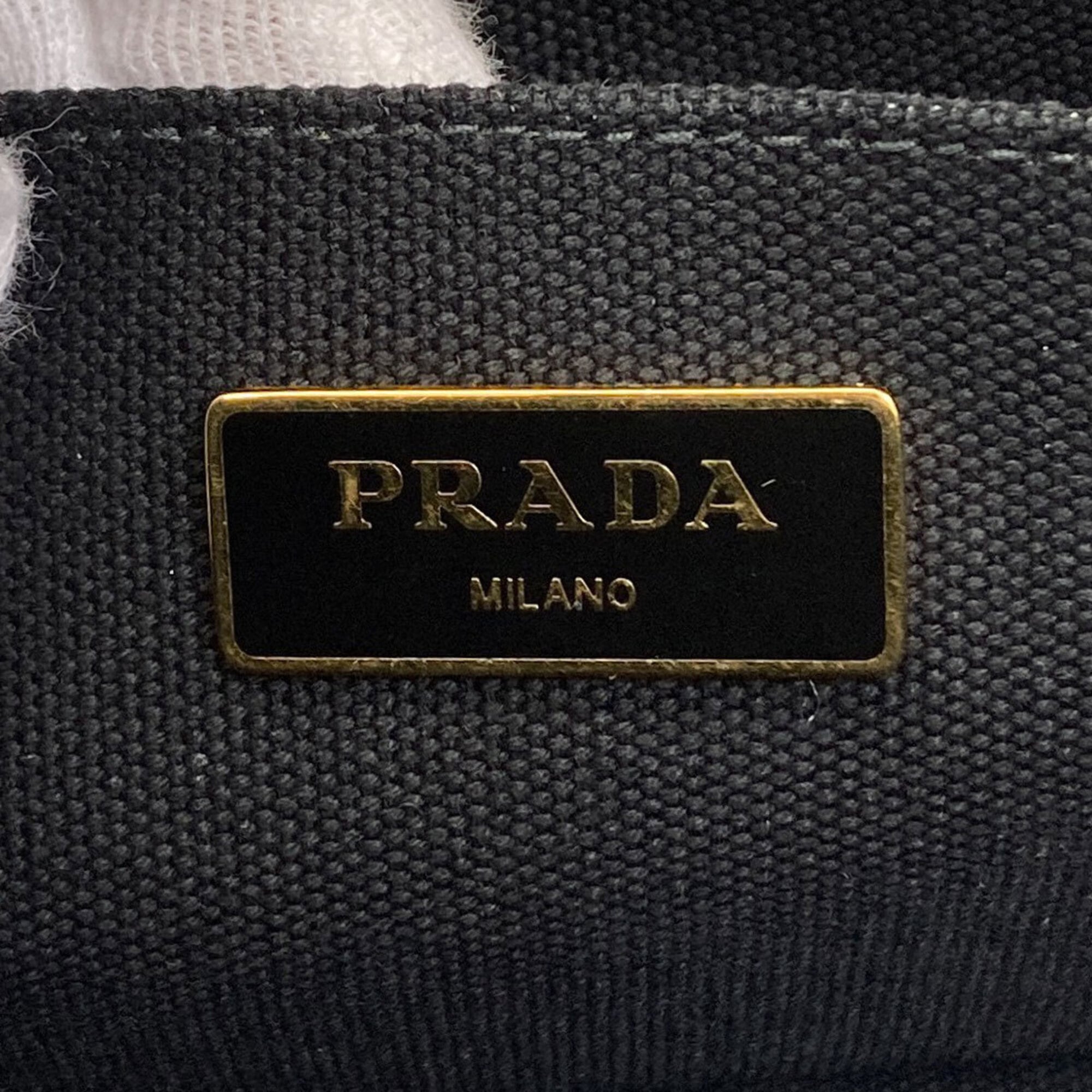Prada Canapa Black Canvas Handbag (Pre-Owned)