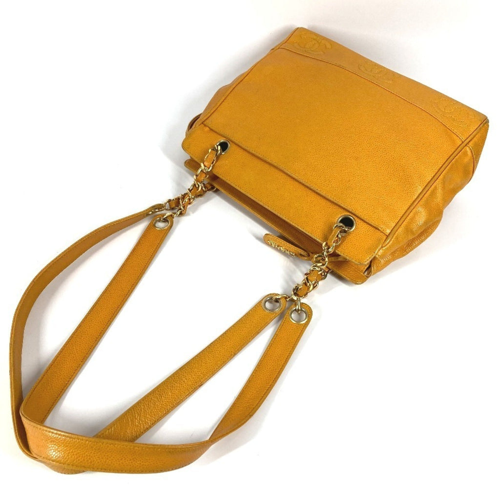 Chanel Yellow Grained Calfskin Shoulder Bag Tote Bag (Pre-Owned)