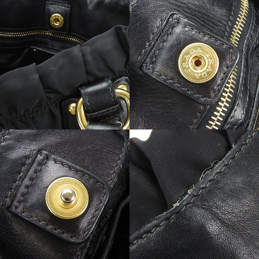 Prada Black Nylon Leather Handbag (Pre-Owned)