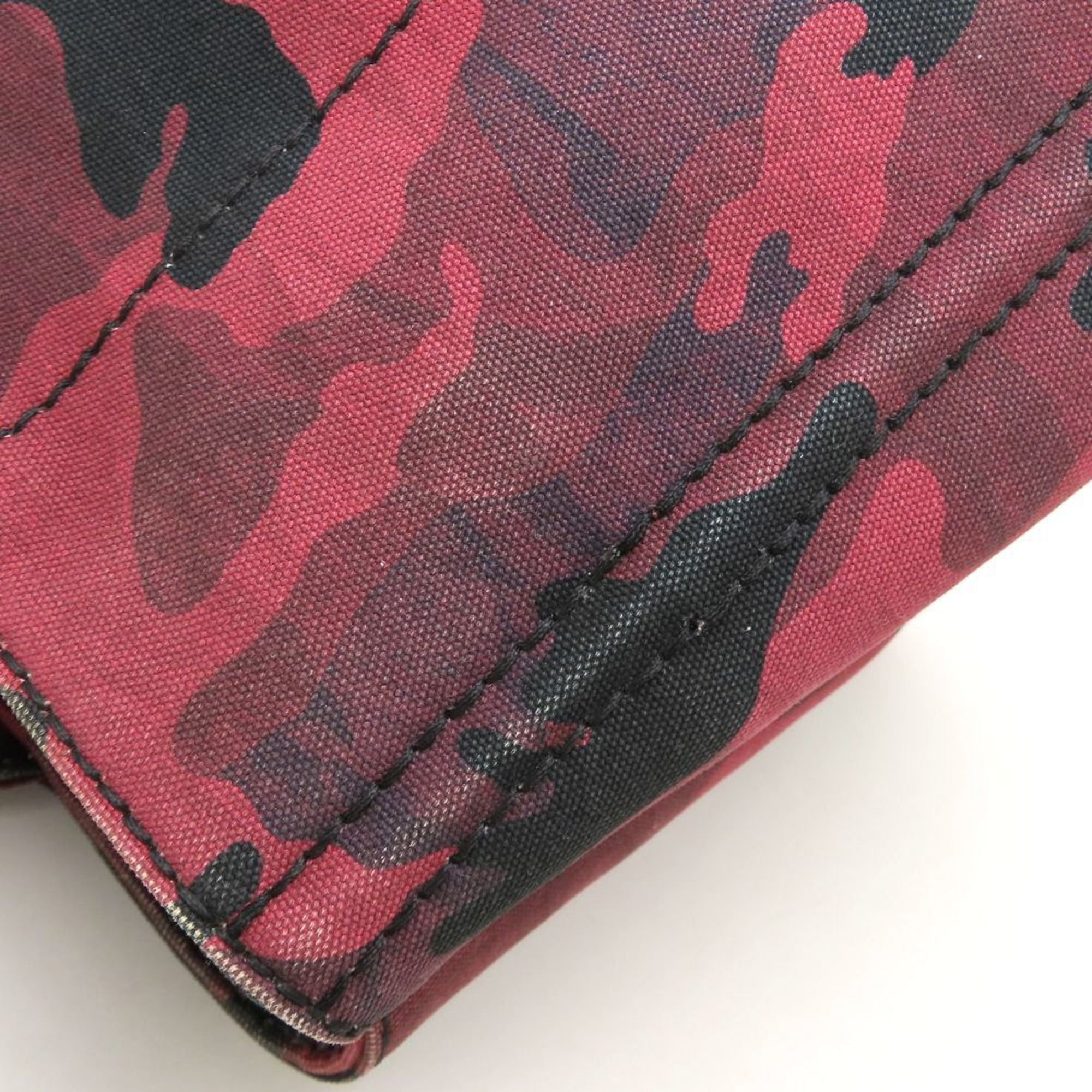 Prada Canapa Red Color Canvas Tote Bag (Pre-Owned)