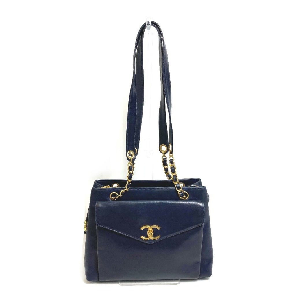 Chanel Navy Leather Shoulder Bag (Pre-Owned)