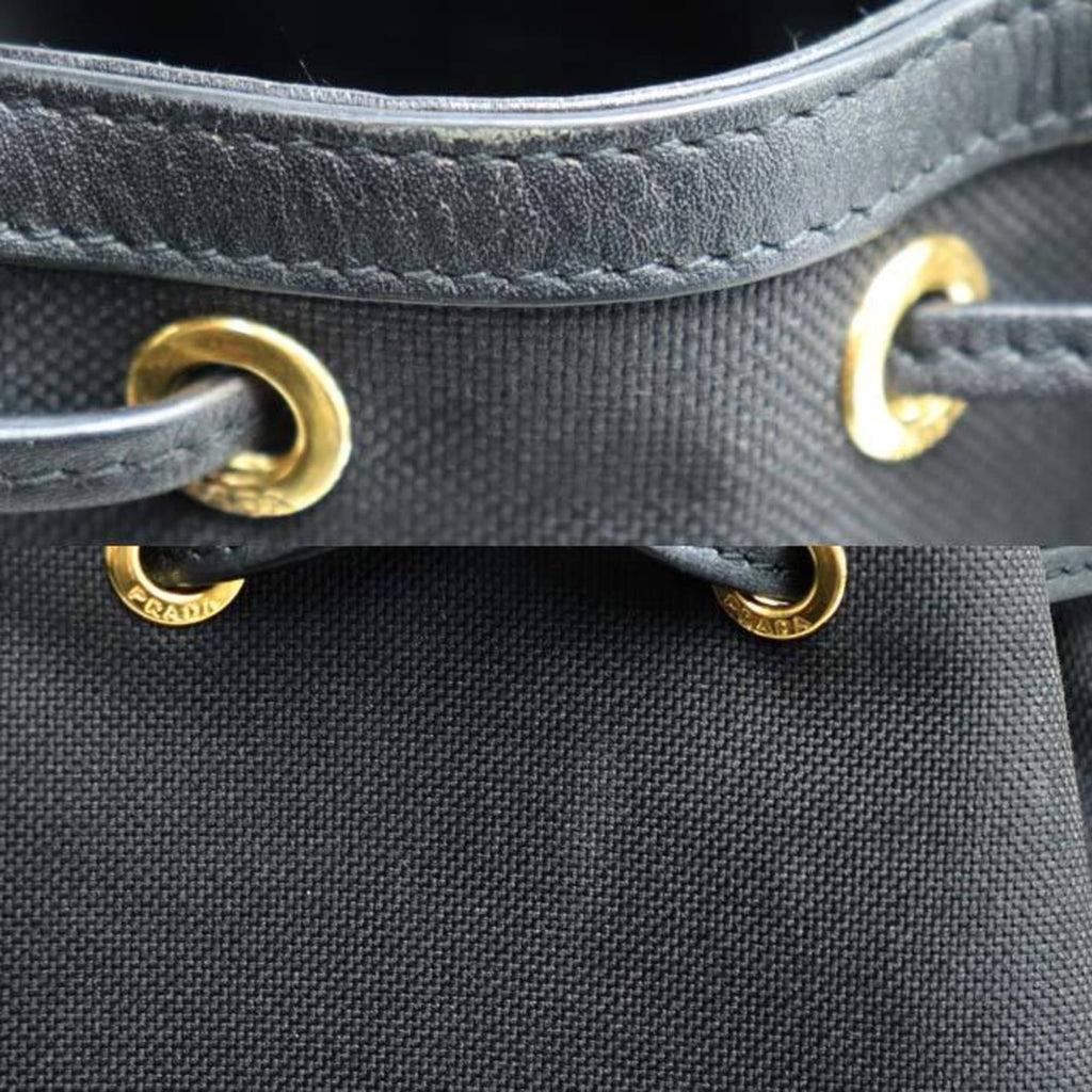 Prada Black Canvas Leather Shoulder Bag (Pre-Owned)