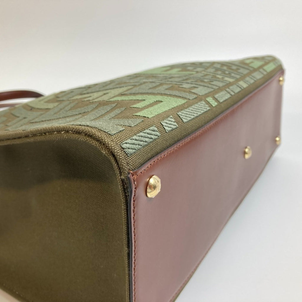 Fendi Green Cotton Shoulder Bag Tote Bag (Pre-Owned)